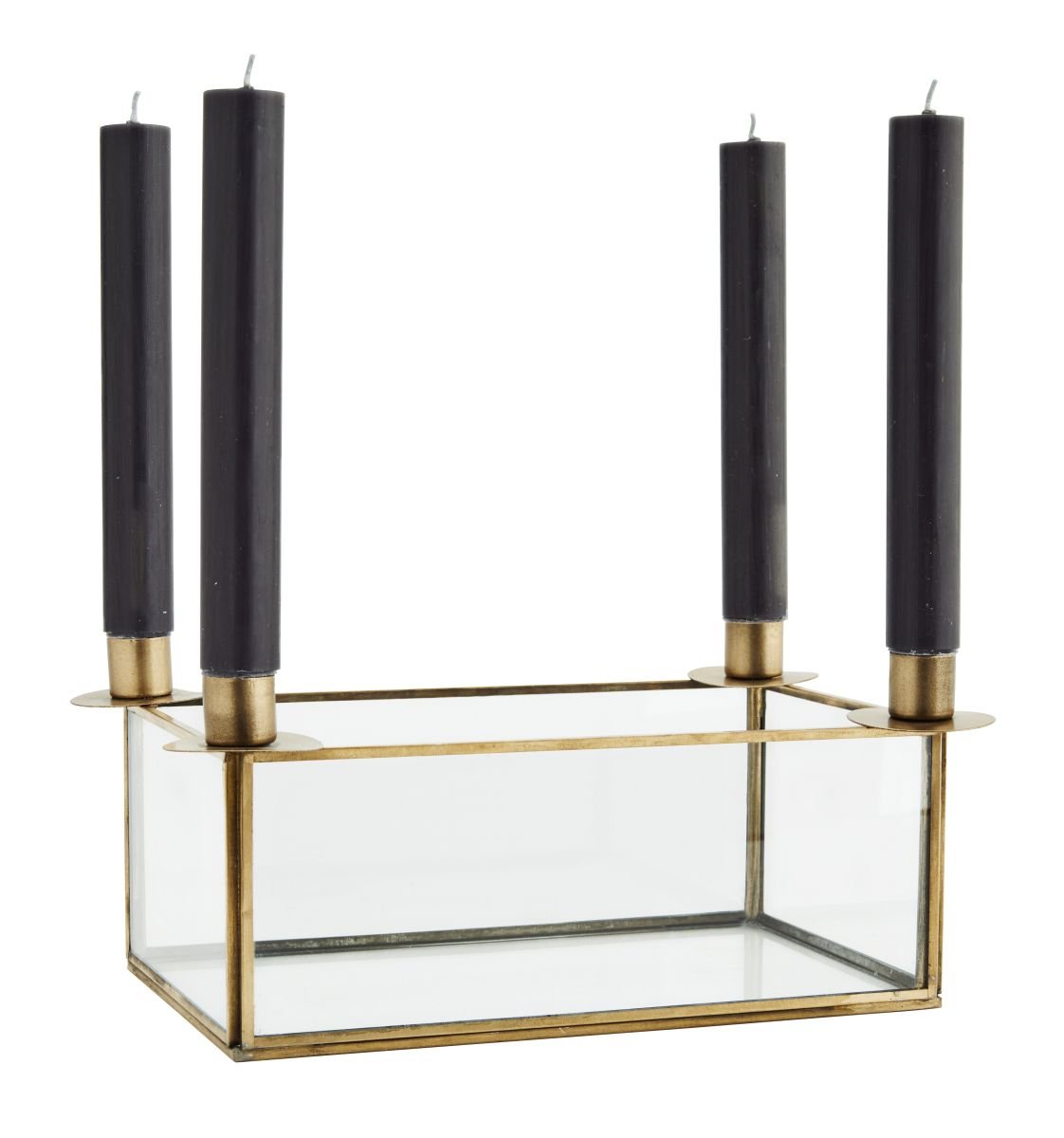 Madam Stoltz | Glasgefäß mit Kerzenhalter | Box | Gold | Metall & Glas – Bild 2